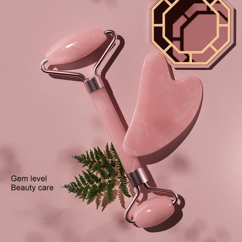 Set Rouleau de Jade & Gua Sha | Massage Visage & Cou | Anti-Rides & Éclat Naturel