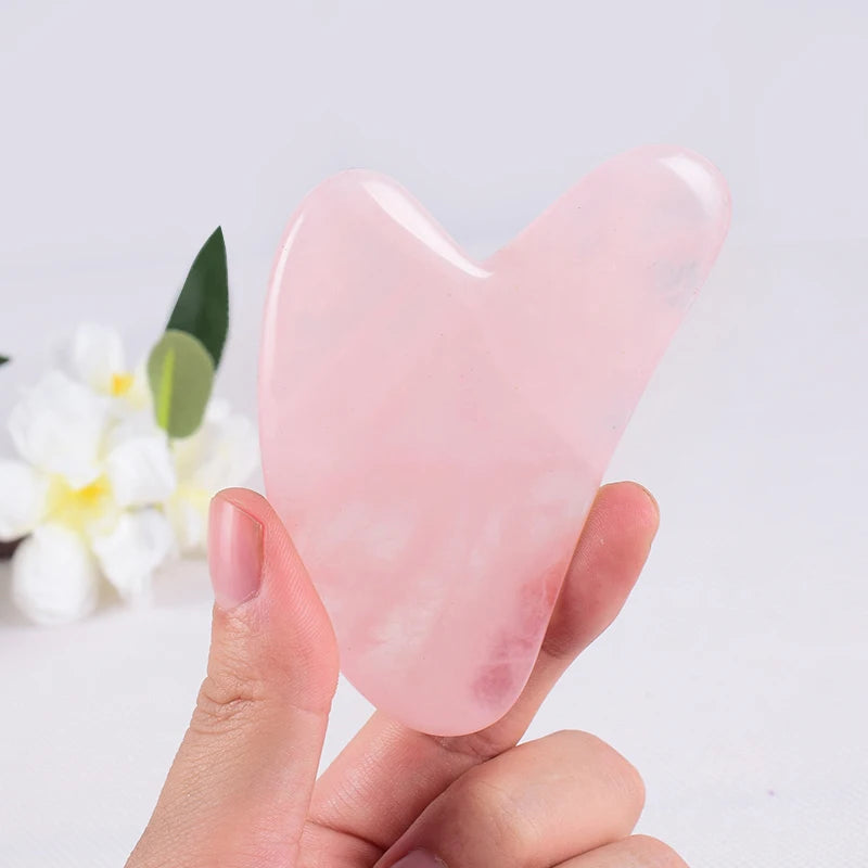 Gua Sha Pierre de Quartz Rose | Sculpture & Drainage Visage | Anti-Gonflement & Éclat Naturel