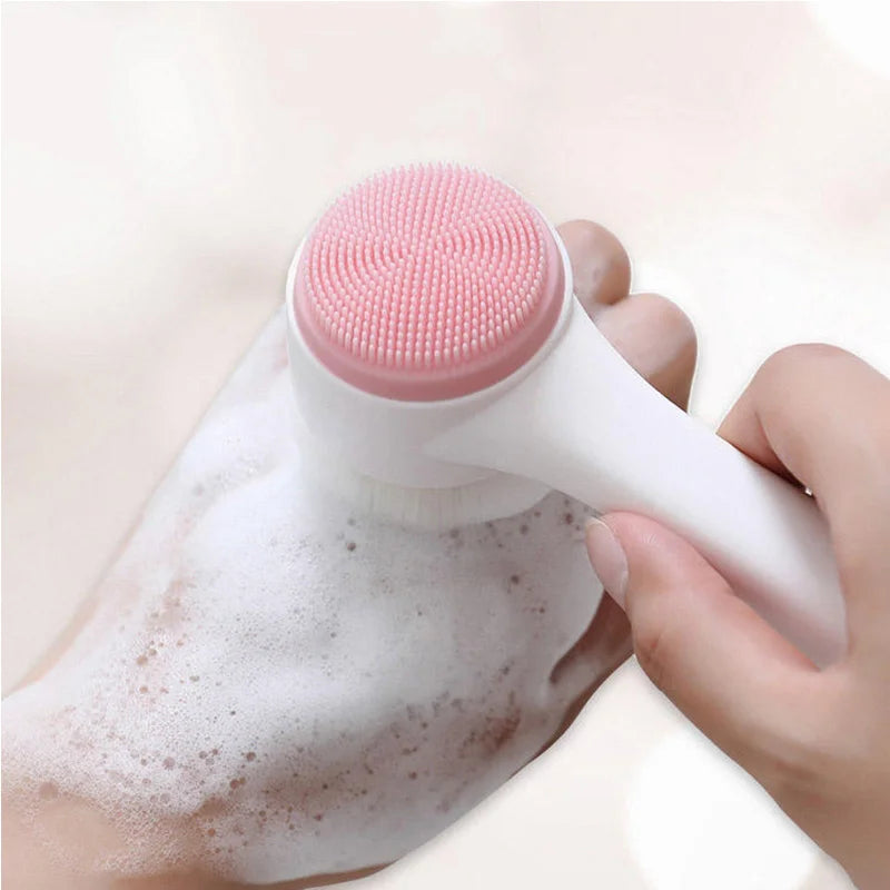 Brosse Nettoyante Visage Double Silicone 3D | Exfoliant Doux & Massage | Peau Purifiée