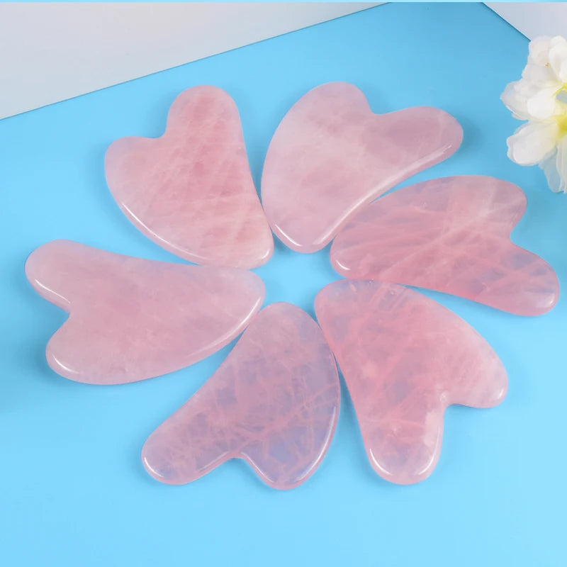 Gua Sha Pierre de Quartz Rose | Sculpture & Drainage Visage | Anti-Gonflement & Éclat Naturel