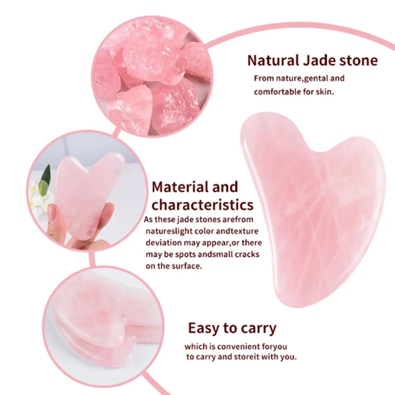 Gua Sha Pierre de Quartz Rose | Sculpture & Drainage Visage | Anti-Gonflement & Éclat Naturel