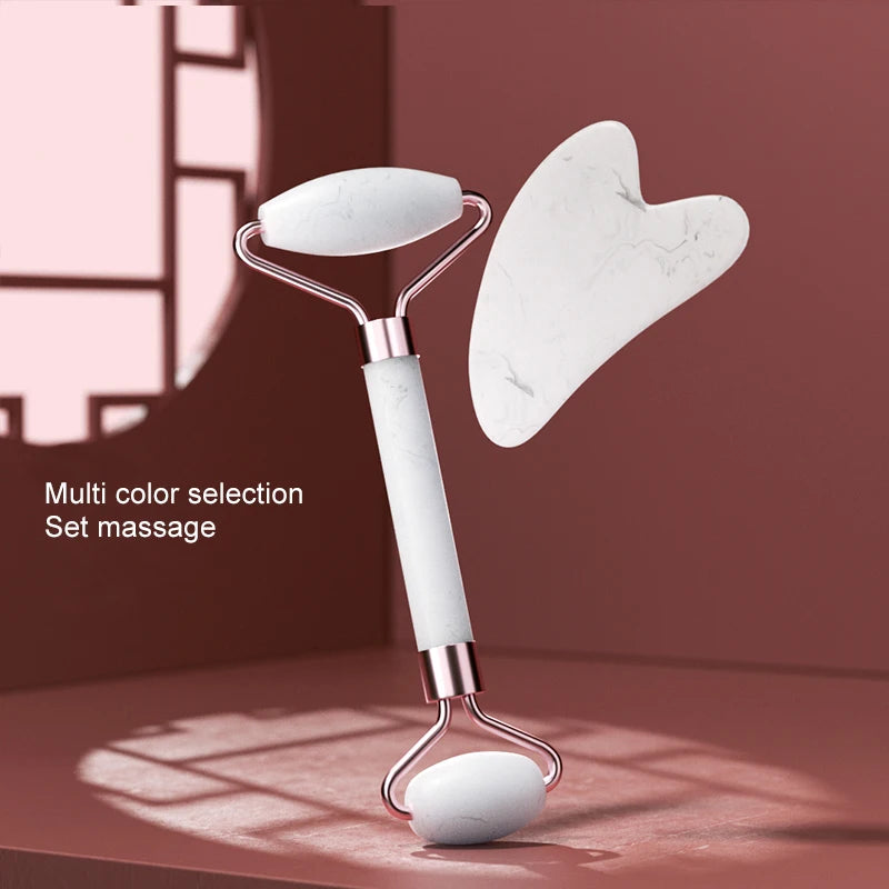 Set Rouleau de Jade & Gua Sha | Massage Visage & Cou | Anti-Rides & Éclat Naturel