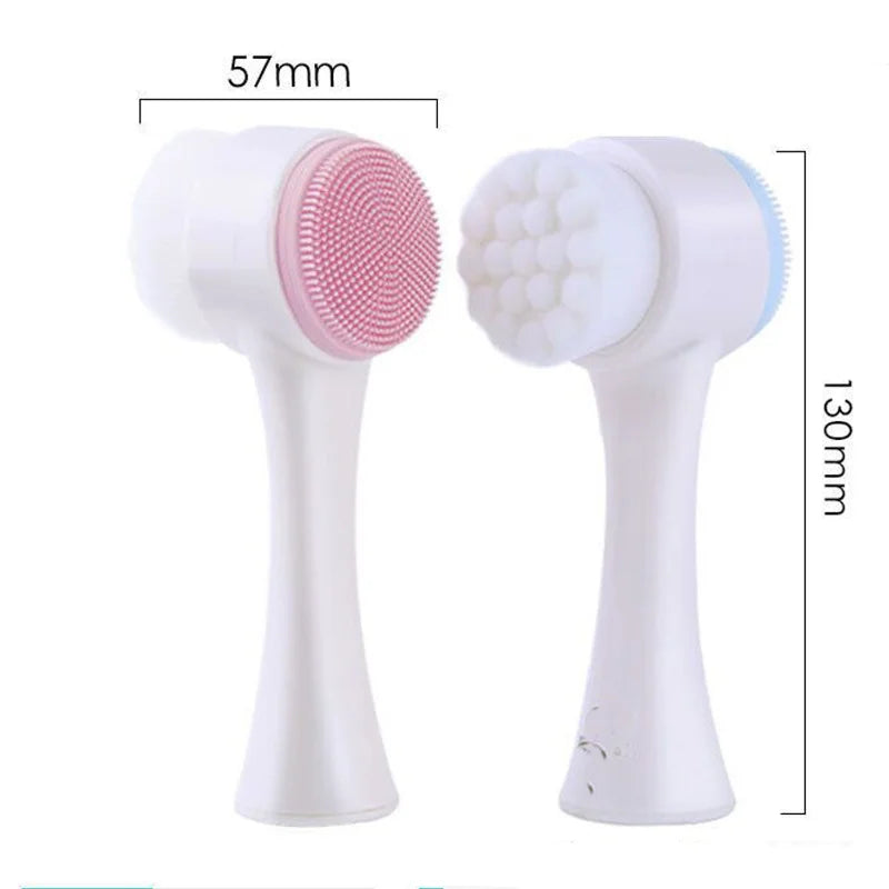 Brosse Nettoyante Visage Double Silicone 3D | Exfoliant Doux & Massage | Peau Purifiée